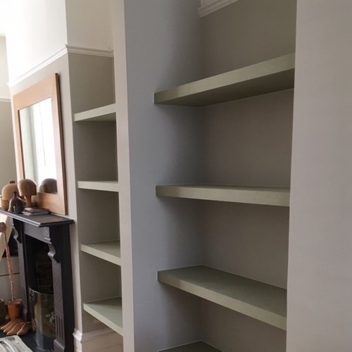 Floating alcove shelf 1200 x 280 x 48mm green mdf, incl. battons