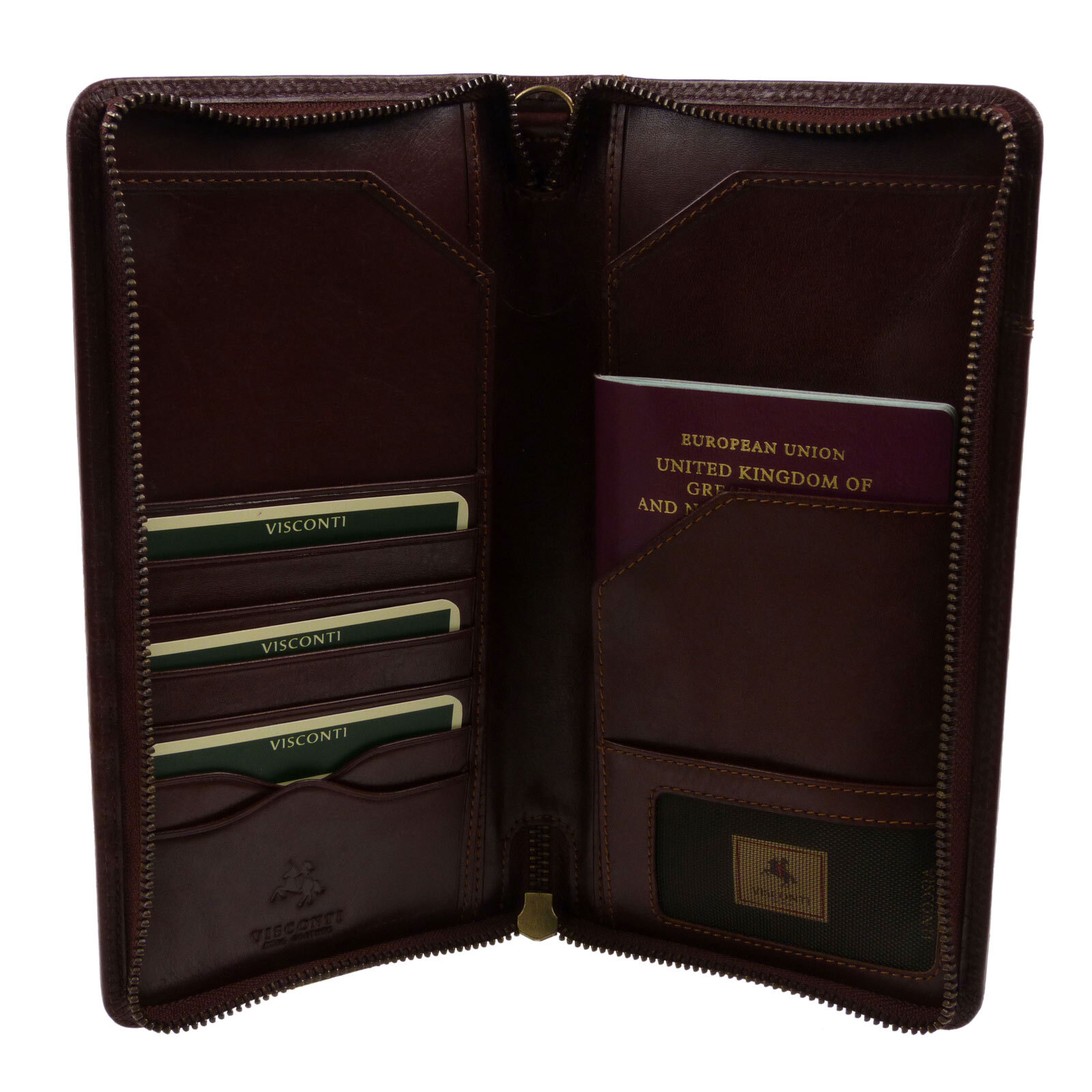Visconti Mens Leather Travel Wallet Credit Cards Passport Holder 2