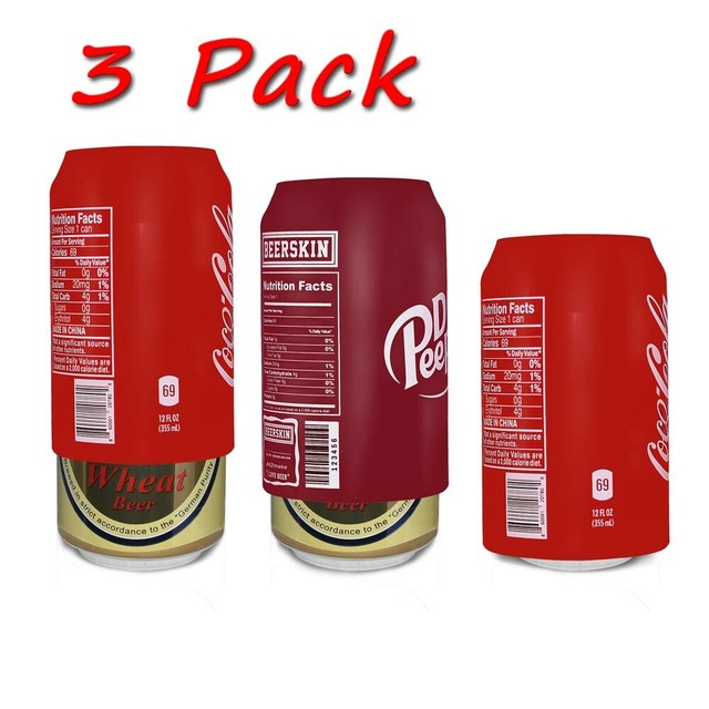 Can covers for beer skin, 3 pack coke silicone sleeve for hide a beer