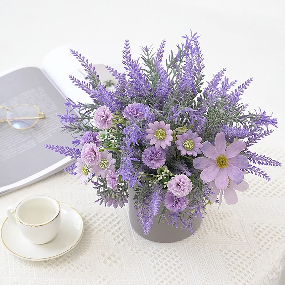 Artificial Lavender Potted Flowers Fake Potted Lavender Flower Faux