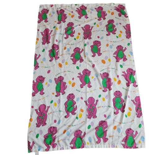 Barney Toddler Flat Sheet Vintage Purple Dinosaur Bedding 1992 Lyons