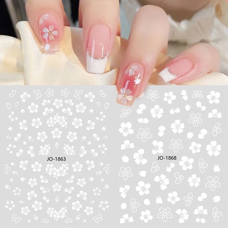 White Flower Nail Art Stickers Best Flower Site