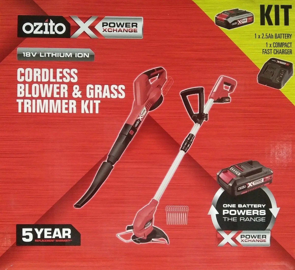 Ozito Power X Change 18V Cordless Blower Grass Trimmer Kit