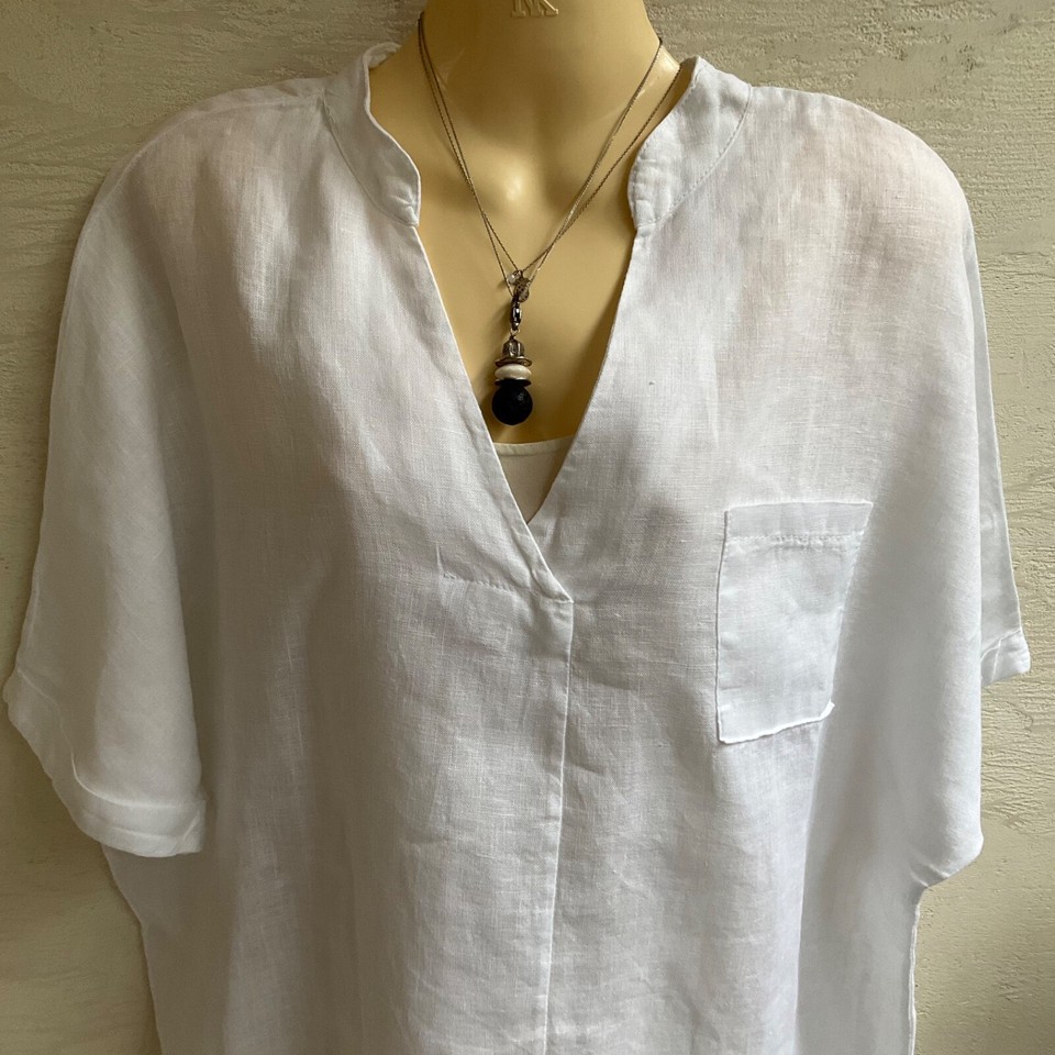 The White Company white linen shirt size UK14 eBay