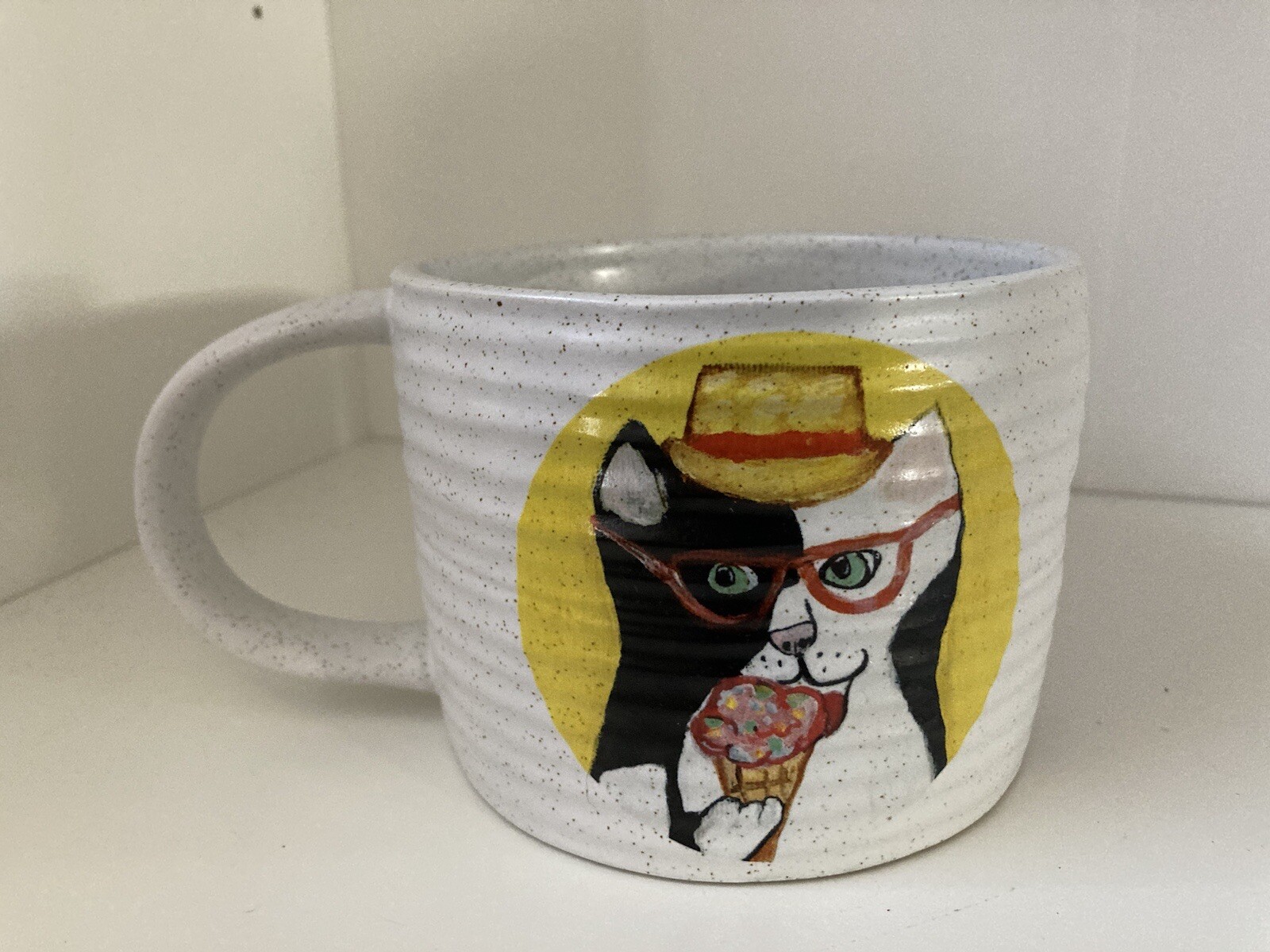 West Elm Cat Ice Cream Sunglasses Hat Art Coffee Mug 2 Sided eBay