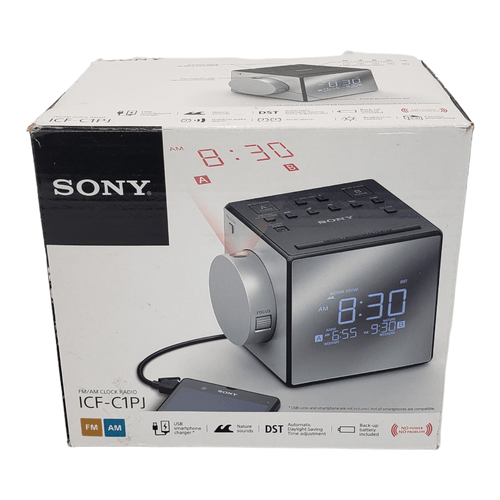 Sony ICFC1PJ Alarm Clock Radio Dual Alarm, Time Projection, USB