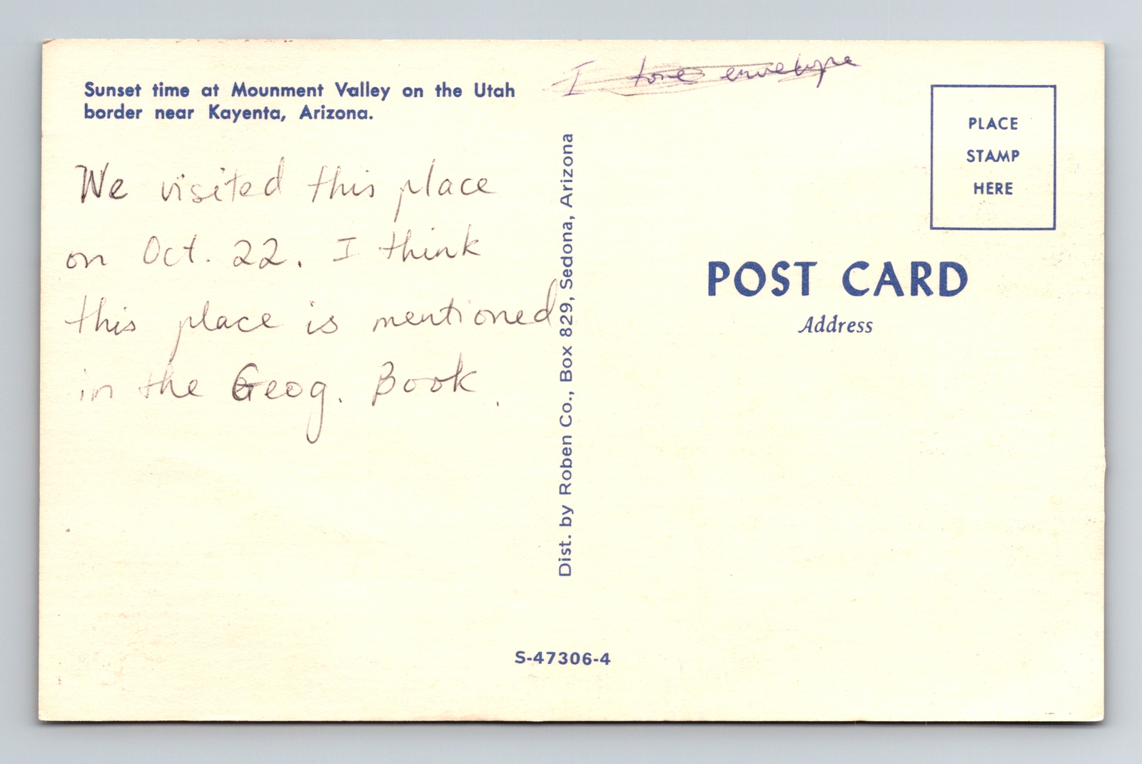 Kayenta AZArizona, Sunset Time At Monument Valley, Vintage Postcard