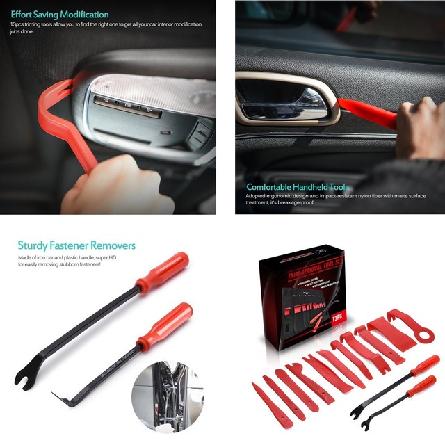 13pcs Autos Upholstery Removal Tool Set with Fastener Removers Trim