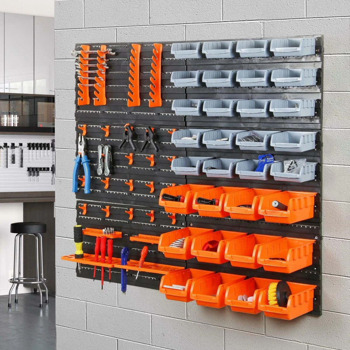 44Piece Wall Mounted Garage Storage Rack, Tool Organizer, 51 OFF