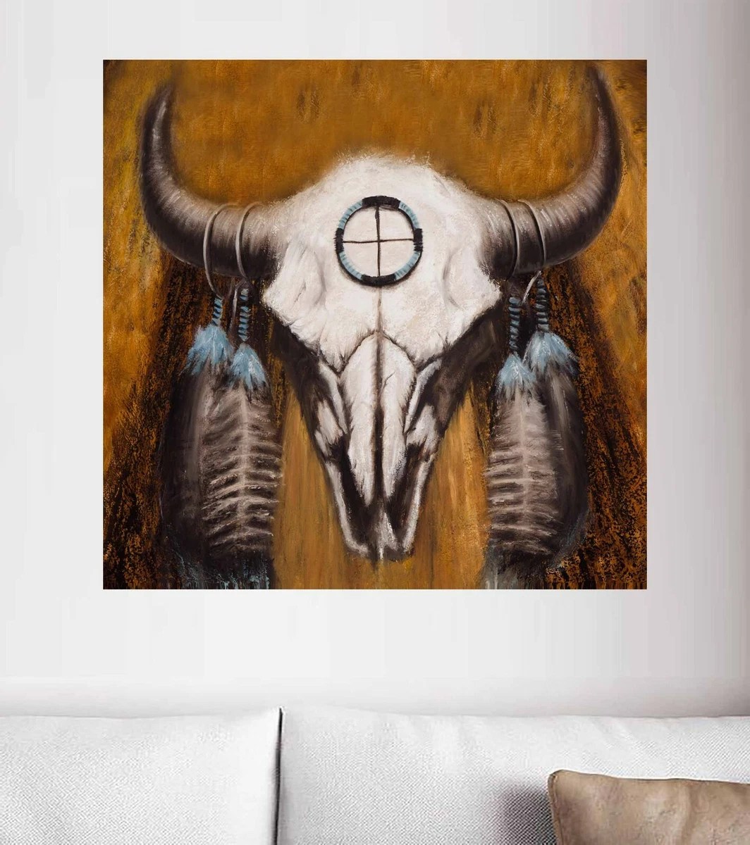 Bull Skull Painting On Canvas