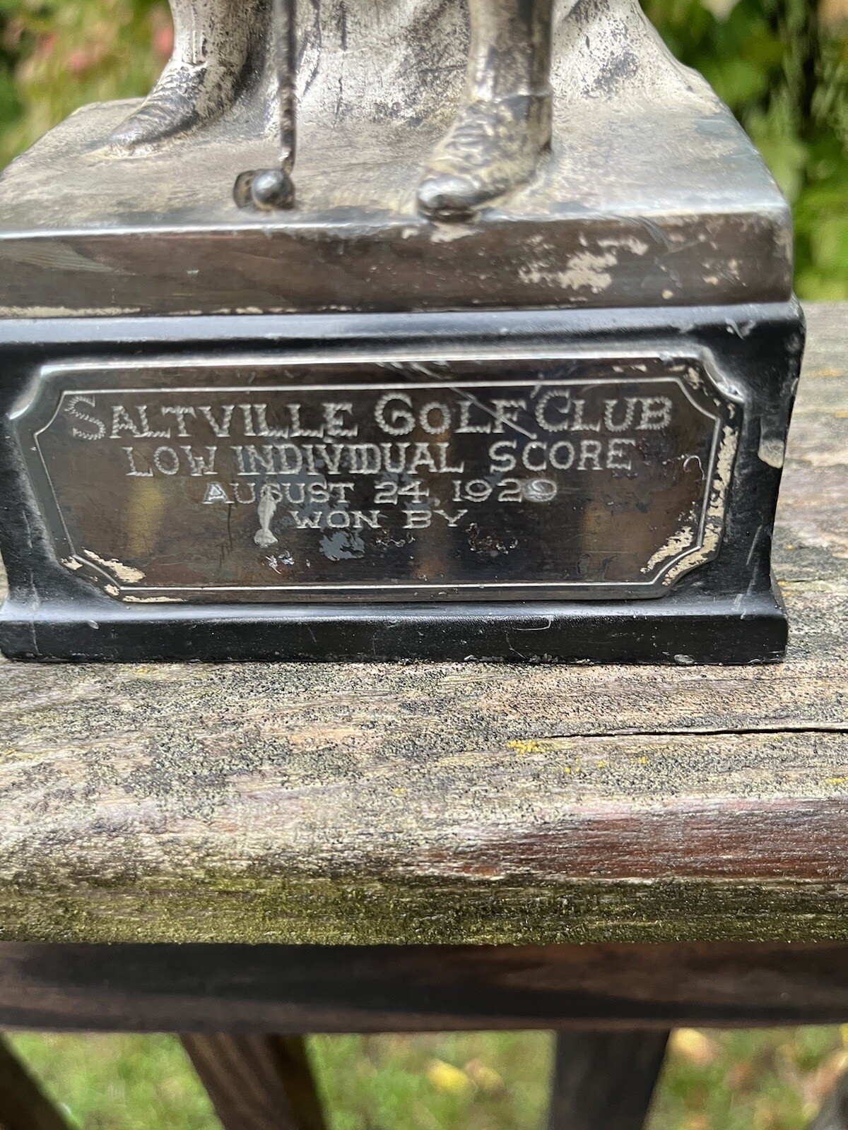1929 Silver Vintage Antique Golf Trophy WB Saltville VA Old Figural