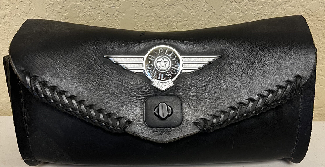Genuine Harley Davidson Bar & Shield Leather Windshield Bag. Fits All HD Models eBay