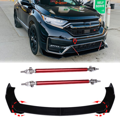 Front Bumper Lip Spoiler Splitter Body Kit +Strut Rods For Honda Pilot