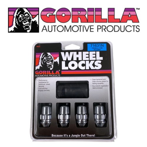 Gorilla Chrome Wheel Locks & Key 12mmx1.50 Bulge Acorn 12x1.5 Lug Nuts