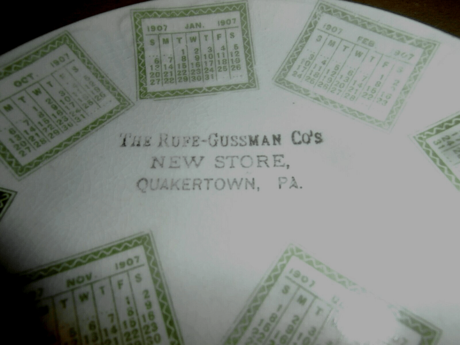 Vintage 1907 Calendar Plate Rufe Gussman Co New Store Quakertown PA eBay