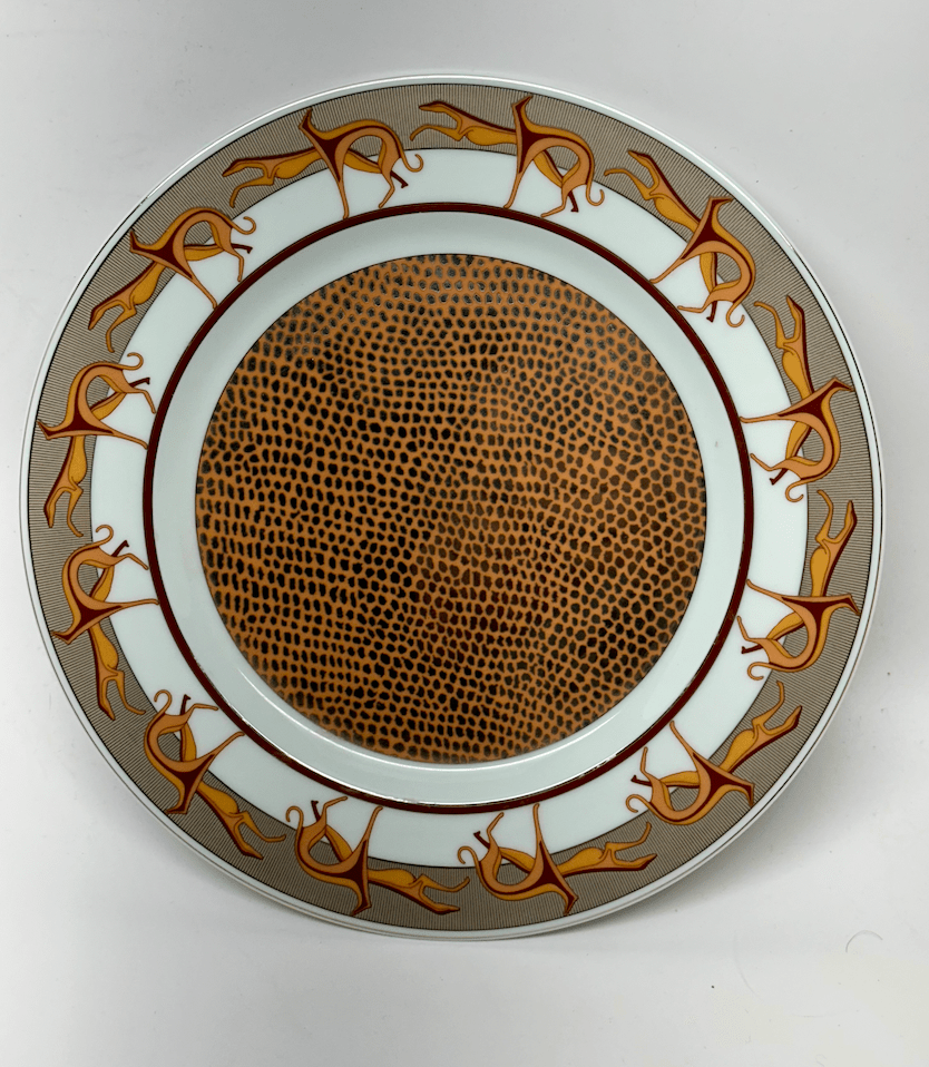 Trussardi Art Deco Style Plate Greyhounds Design on Limoge China 8.5