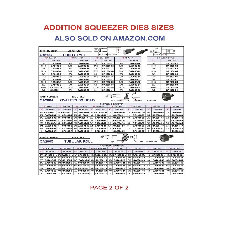 Hand Rivet Squeezer for Solid & Tubular Rivets, with A 2" Reach, & 2