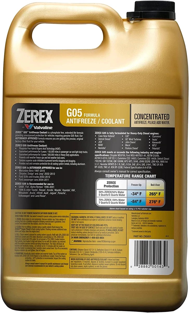 Zerex Gallon Yellow Concentrate Antifreeze/Coolant ZXG051, 57 OFF