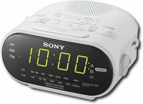 Sony Dream Machine Clock Radio Icfc318 White Auto Time Set Dual Alarm
