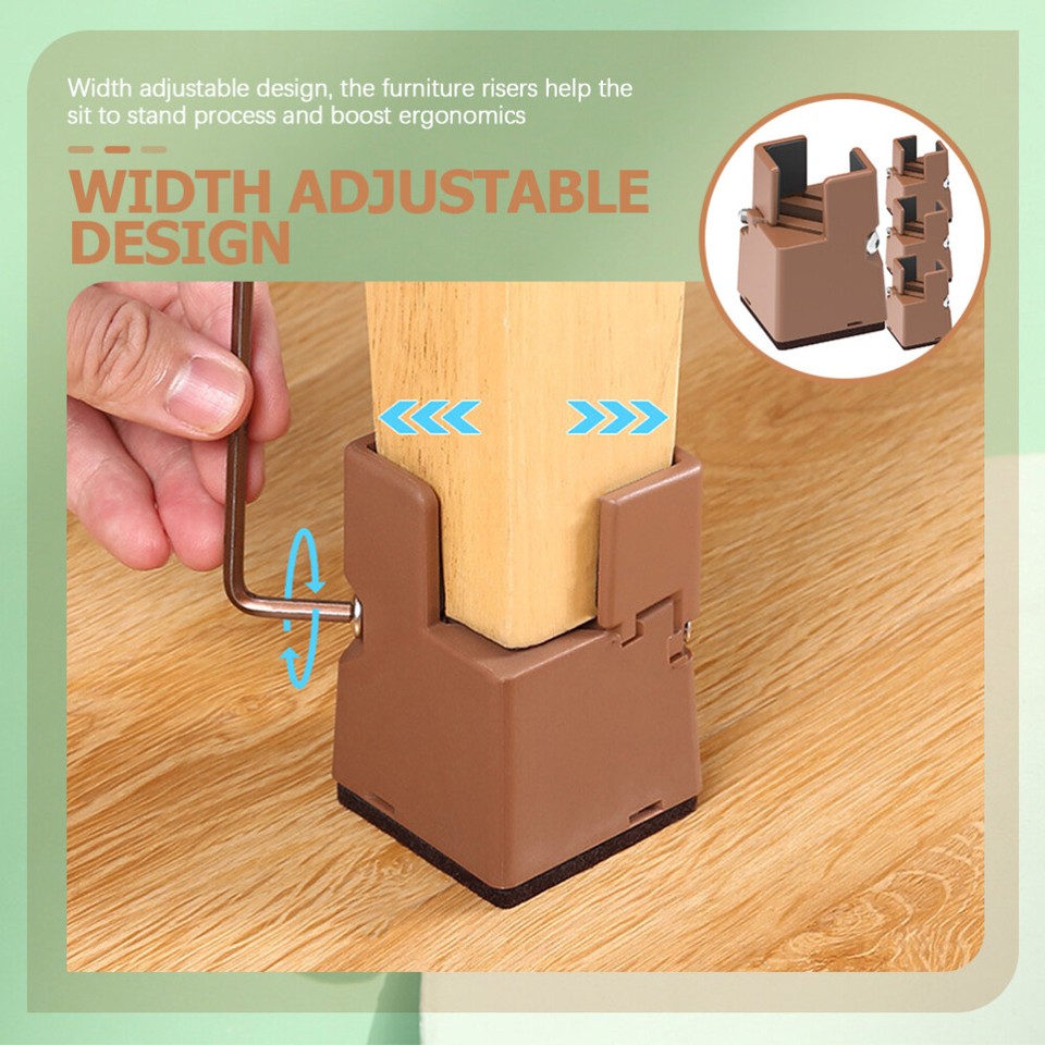 4pcs Platform Bed Riser Bed Raising Block 2242mm Adjustable Bed Riser