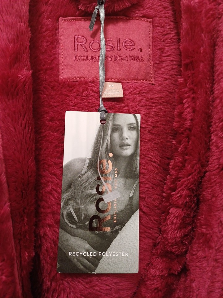 M&S ROSIE FOR AUTOGRAPH Fleece Hooded Dressing Gown Size M MEDIUM