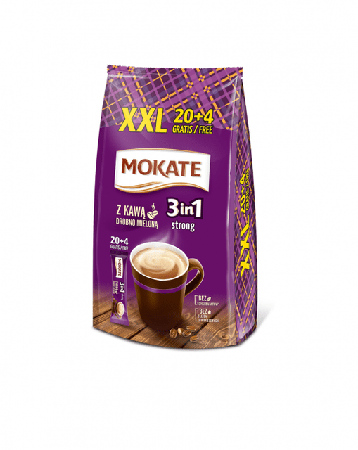 MOKATE INSTANT COFFEE 3in1 STICKS 24x17G SACHETS IRISH LATTE BROWN
