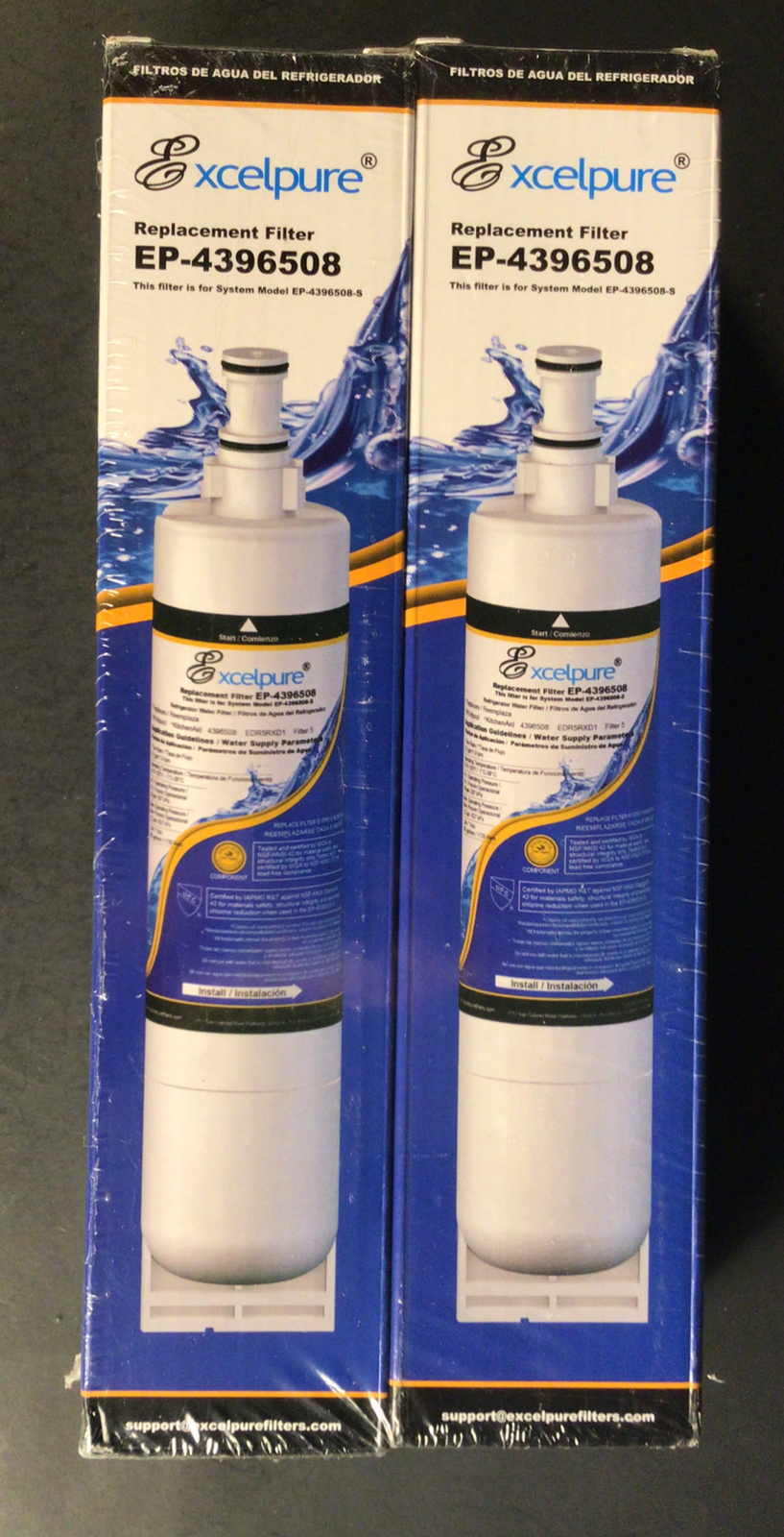 Excelpure EP4396508 Refrigerator Water Filter 2 Pack Fits Whirlpool