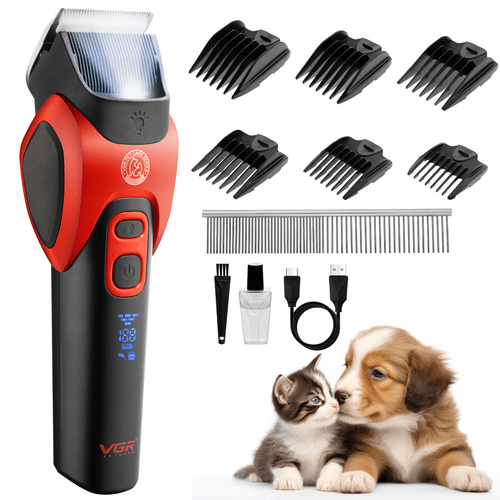 VGR Professional Dog Clippers Cordless Pet Trimmer Grooming Kit Thick