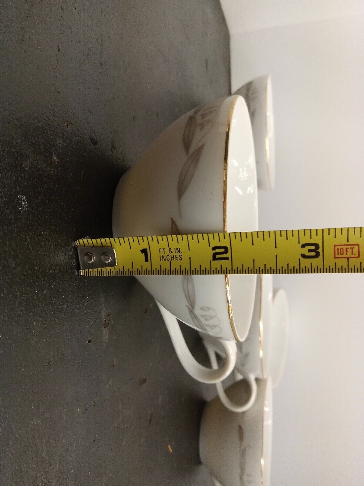 Kaysons Fine China Golden Fantasy Set of 5 Tea Cups White with Gold