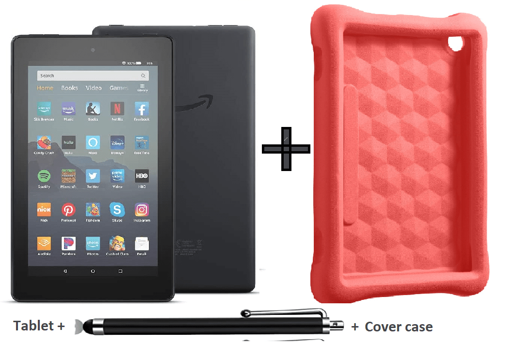 Amazon fire 7th gen 16 GB + KidsProof Case Choice Colors + Kindle