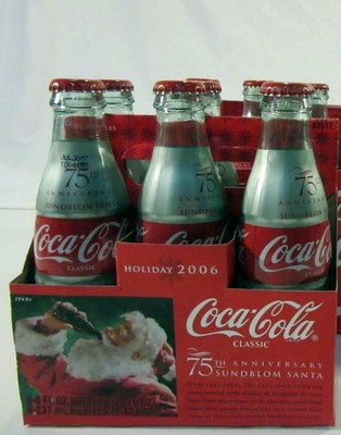 20 Ounce Holiday Bottles Of Coke 2023 Full Bottles Holiday 2006 Coca-Cola Bottles 6-Pack 75Th Aniversry Sundblom Santa | Ebay
