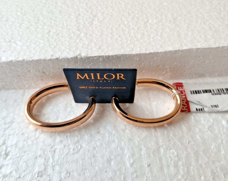 Bronzallure Milor Rose Gold Hoop Earrings Elongated Omega Back Italy