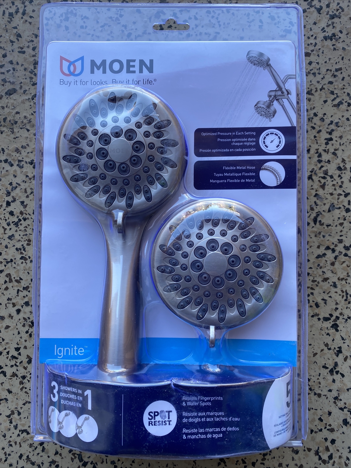 Moen Shower 20016SRN Ignite Dual Shower Head Brushed Nickel Spot Resist eBay