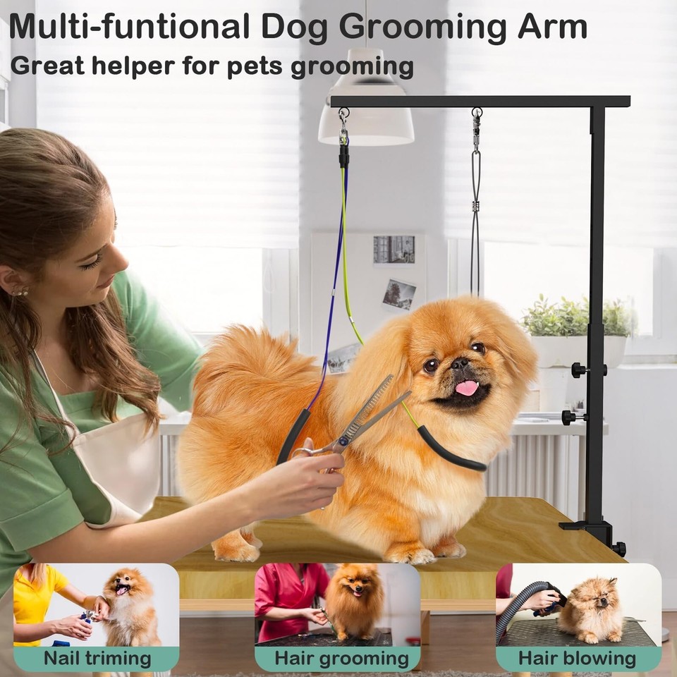 Dog Grooming Arm with Hammock, Adjustable Stainless Steel Pet Grooming
