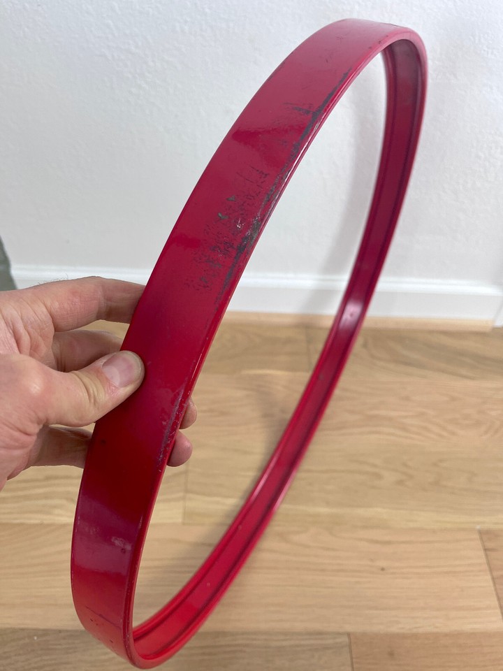 Red Steel 22inch BASS Kick DRUM HOOP Rim Counterhoop Part Metal UK 80s