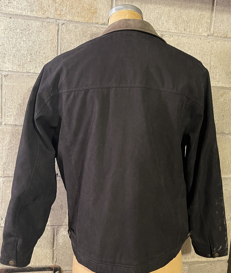 Vintage Black Gabardine Jacket Pacific Trail Sportswear Large Wth