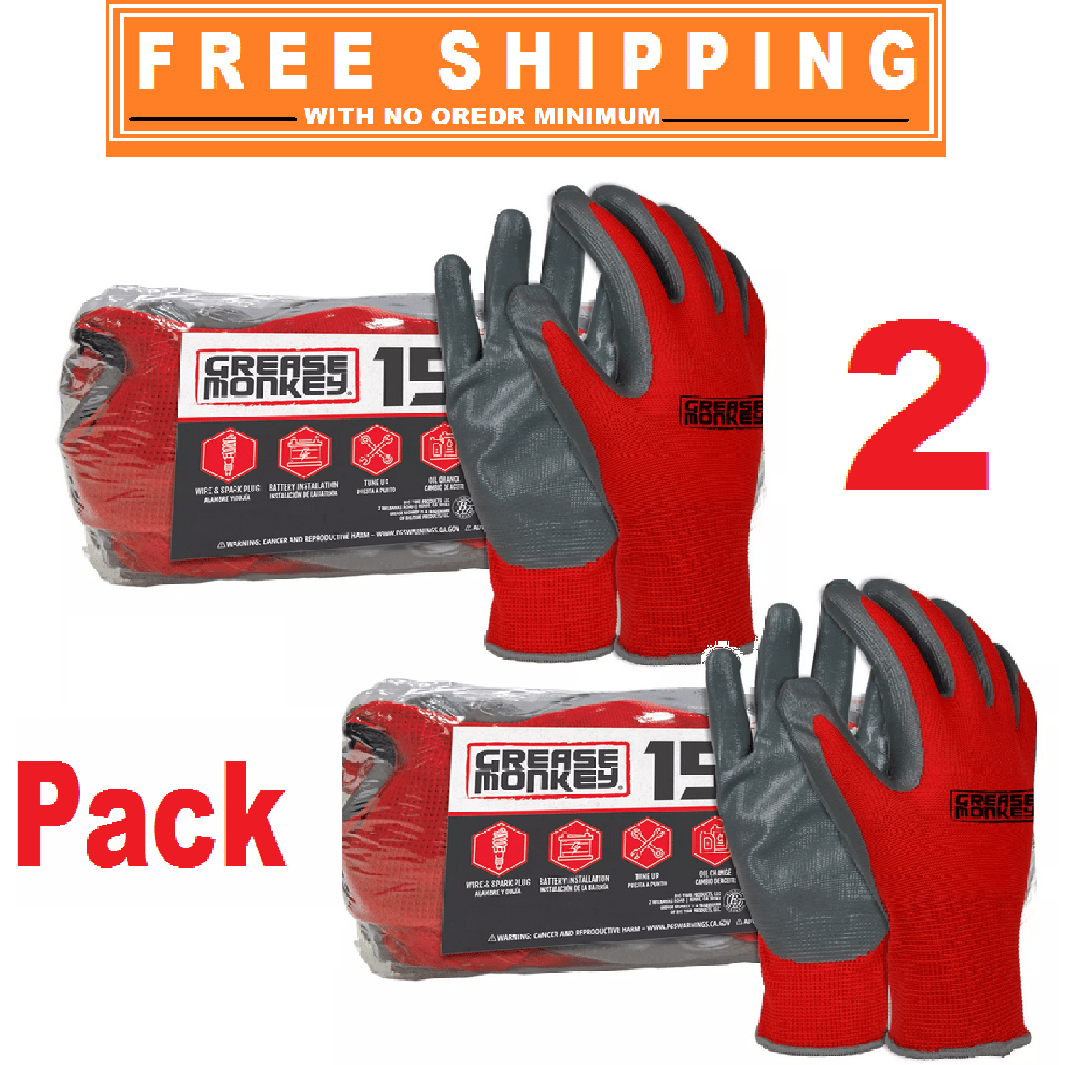 2 Pack Grease Monkey NitrileCoated Work Gloves (15 pk.) 731919252272