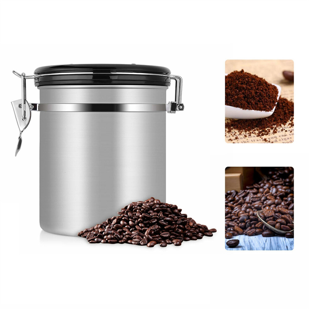 1.8L Stainless Steel Container Airtight Storage Coffee Bean Canister