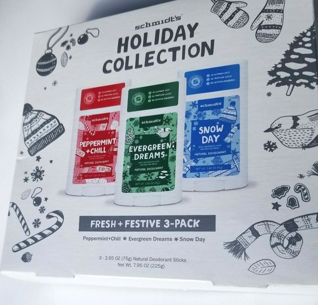 3pk Schmidt's Deodorant Set Peppermint + Chill/Evergreen Dreams/Snow