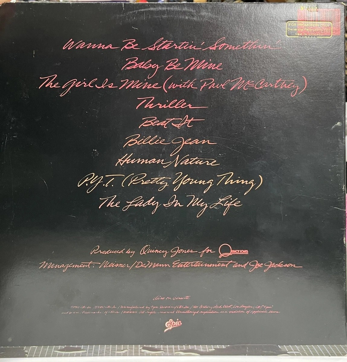 Michael Jackson Thriller Album Cover Back