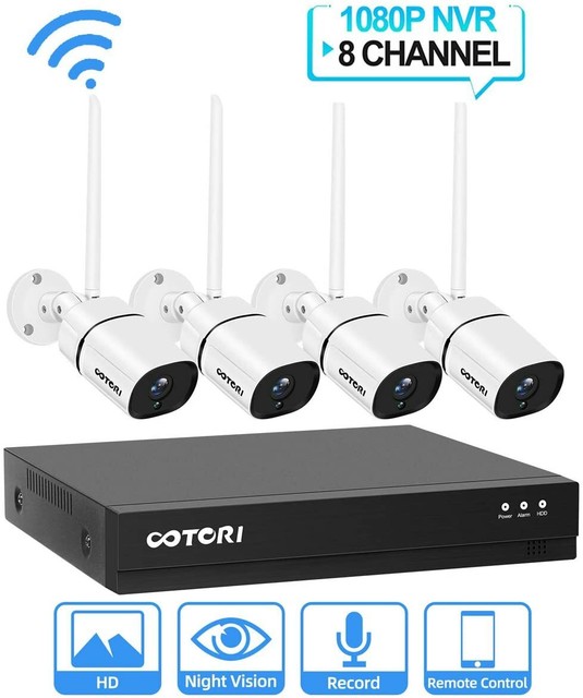 CKK Wireless WiFi Security Camera System w TwoWay Audio &Night Vision