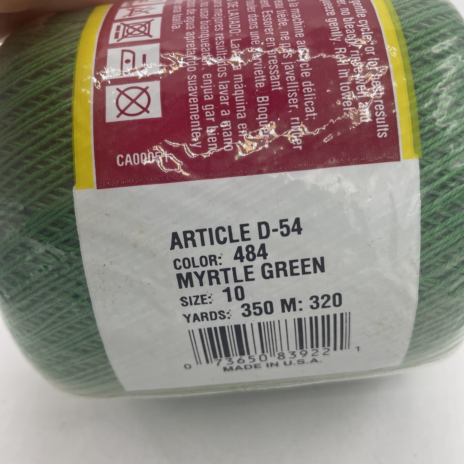 South Maid 484 Myrtle Green 350yd 100 Mercerized Cotton Crochet Thread