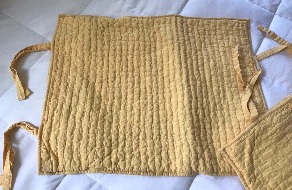 Pottery Barn Yellow Quilted Stitch Standard Pillow Shams Tie Closure