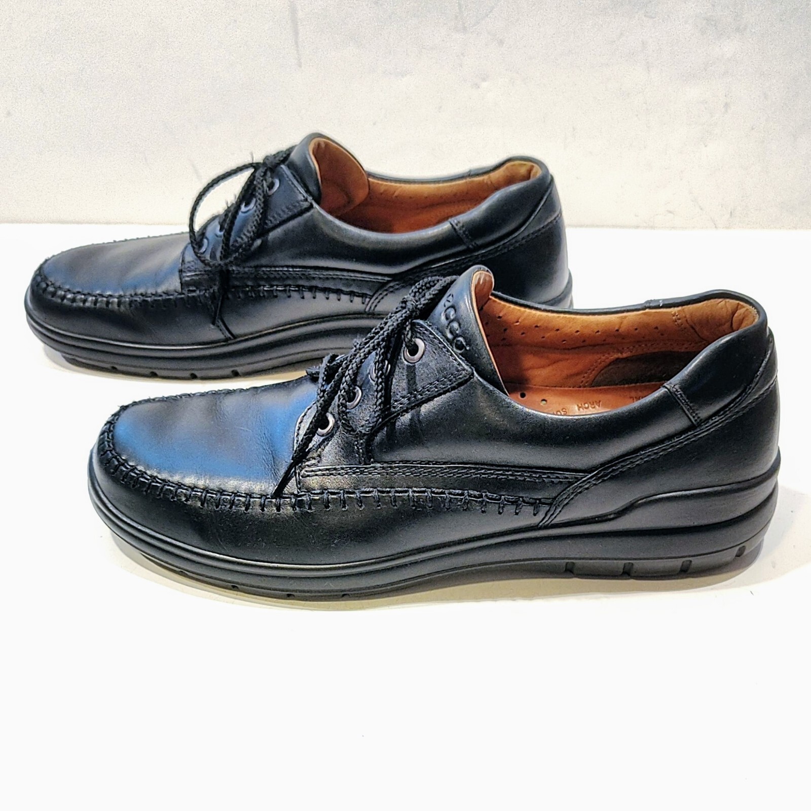 ECCO Seawalker Men's Laceup Oxford Walking Shoes Black Leather EU 45 US 1111.5 eBay