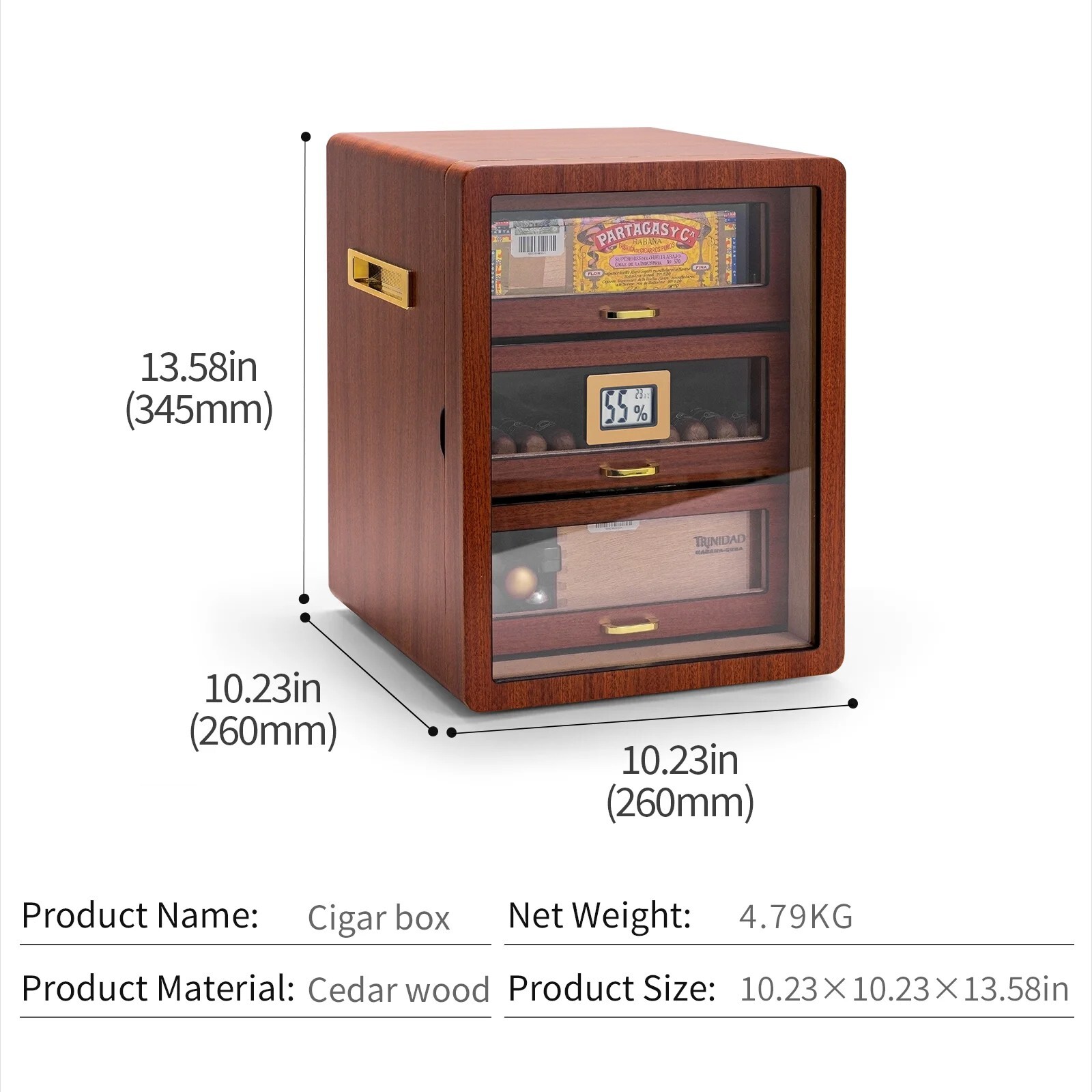 Woodronic Cigar Humidor Box Cooler Contemporary Spanish Cedar Shelves eBay