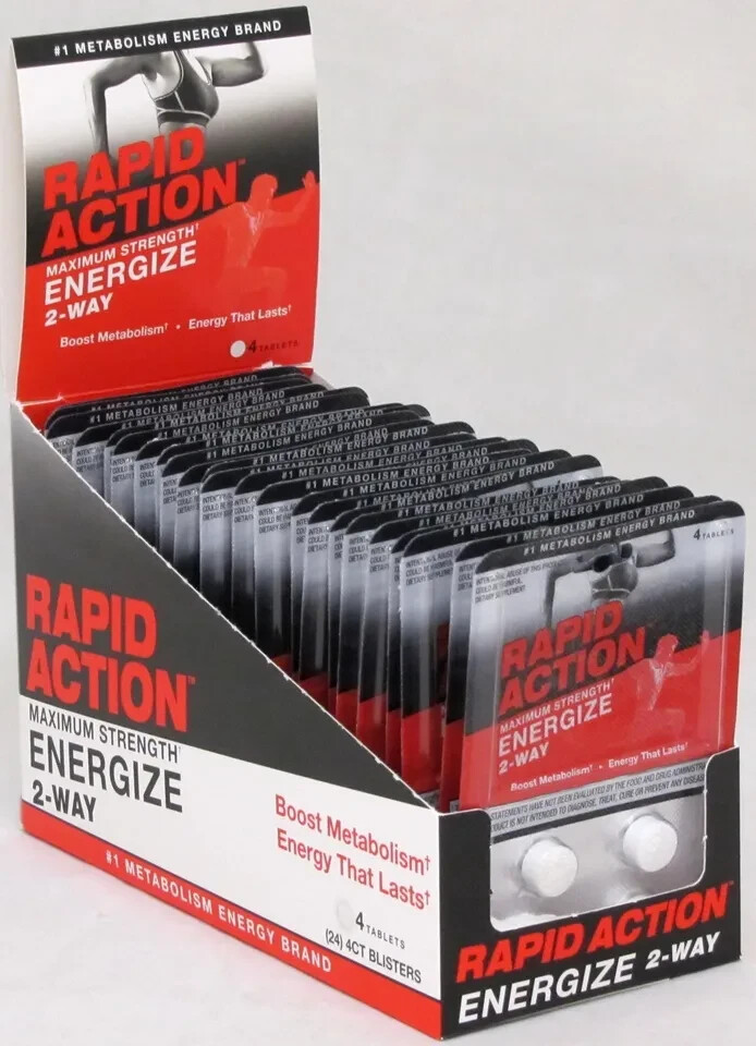 RAPID ACTION ENERGIZE 2WAY ENERGY/DIET PILLS 48 CT (12 PACKS OF 4=48