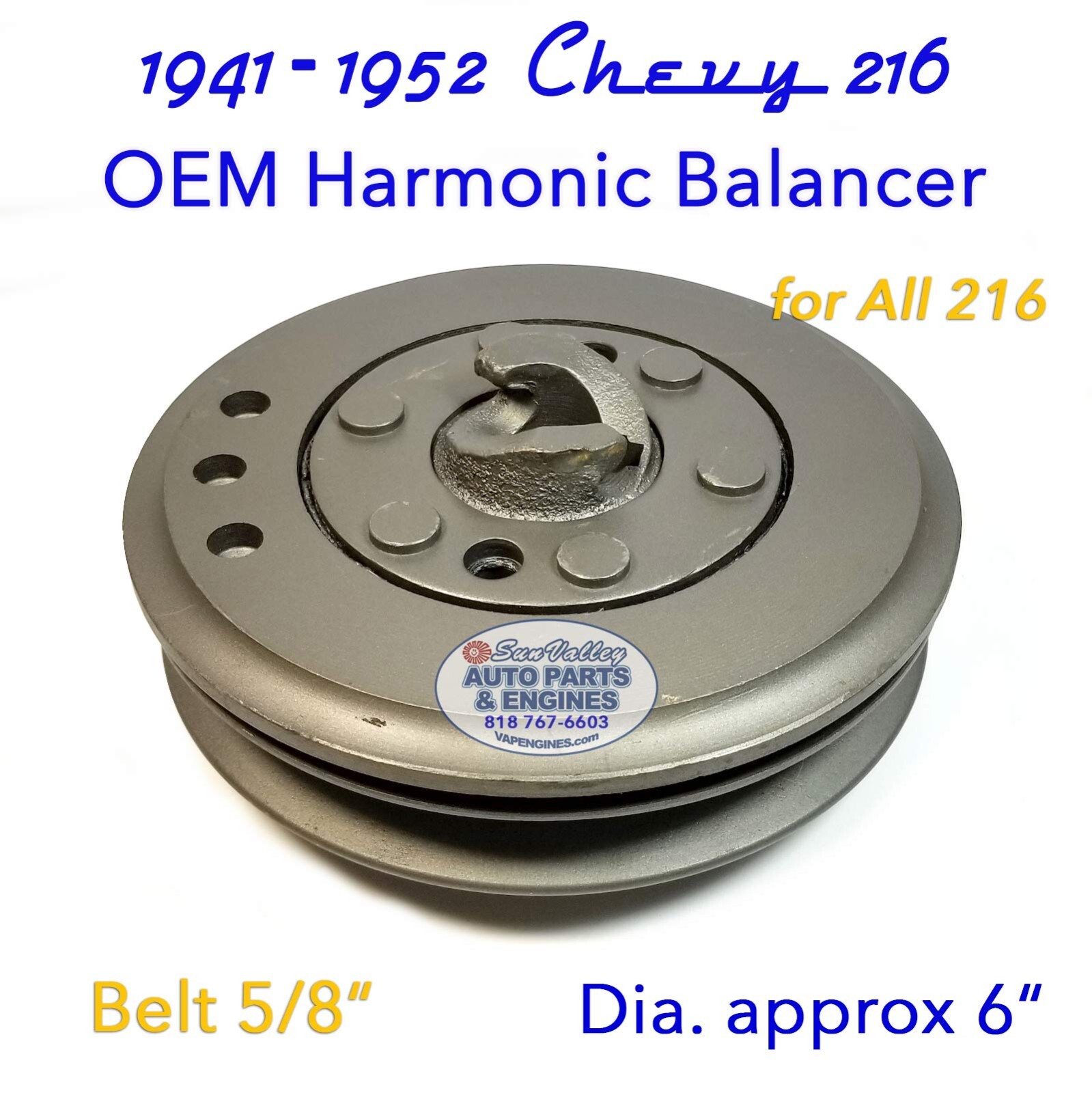 194152 Chevy 216 L6 OEM Harmonic Balancer Cars & Trucks 5/8" belt
