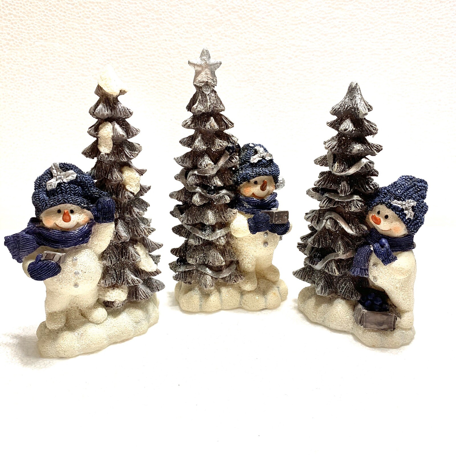 5" Homco Home Interior Snowman and Tree Glitter Set of Three in Box eBay