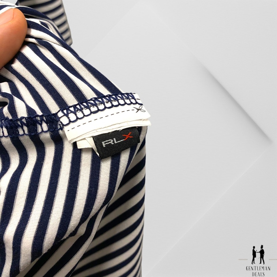 Ralph Lauren RLX Polo Shirt Mens M Medium Blue Striped USGA Golf