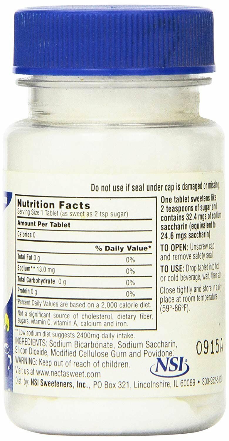 Necta Sweet Saccharine Sugar Substitute Gluten Free Tablets 1/2 Grain